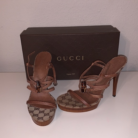 Gucci Tan Platform Sandals heels - Picture 3 of 6